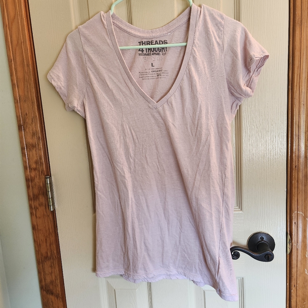 Threads 4 Thought sustainable organic cotton material tshirt petal pink